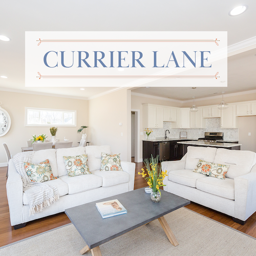 Living Room with Currier Lane Logo Overlaid>